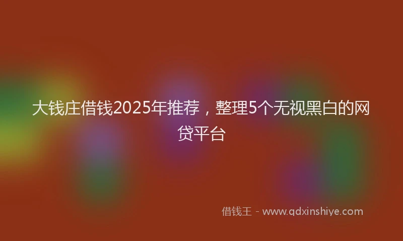大钱庄借钱2025年推荐，整理5个无视黑白的网贷平台