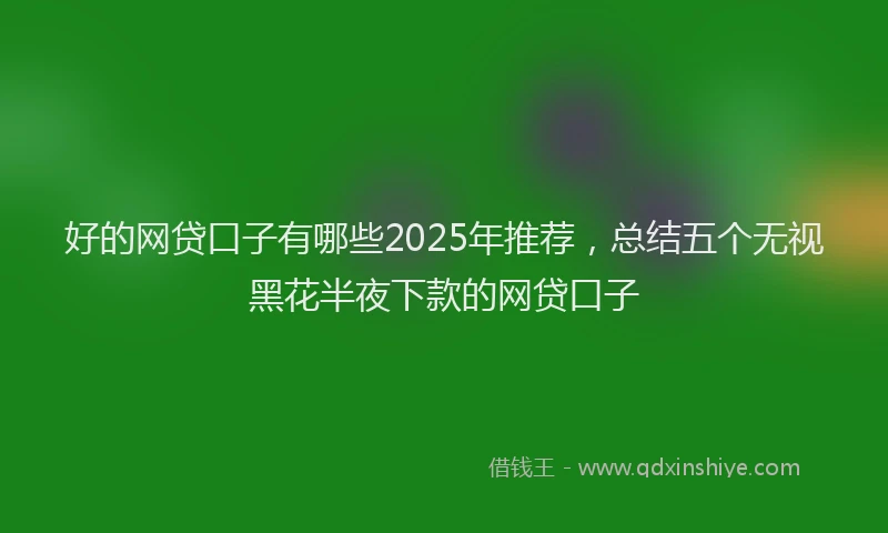 好的网贷口子有哪些2025年推荐，总结五个无视黑花半夜下款的网贷口子