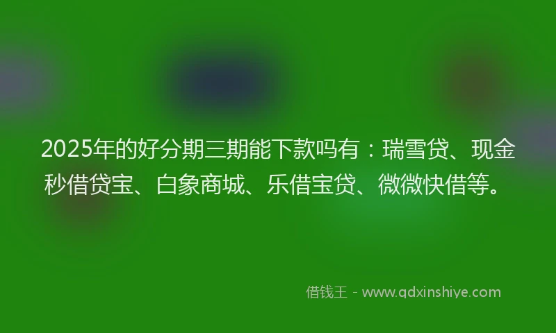 2025年的好分期三期能下款吗有：瑞雪贷、现金秒借贷宝、白象商城、乐借宝贷、微微快借等。