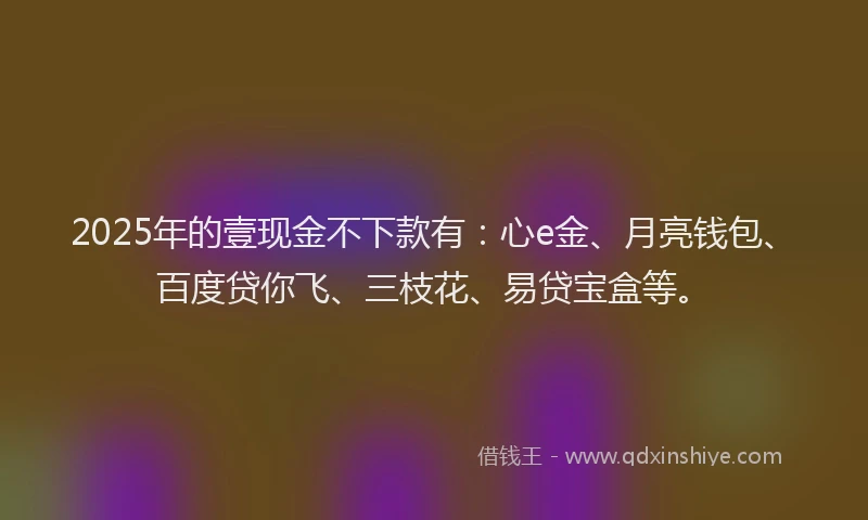 2025年的壹现金不下款有：心e金、月亮钱包、百度贷你飞、三枝花、易贷宝盒等。