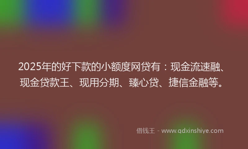2025年的好下款的小额度网贷有：现金流速融、现金贷款王、现用分期、臻心贷、捷信金融等。
