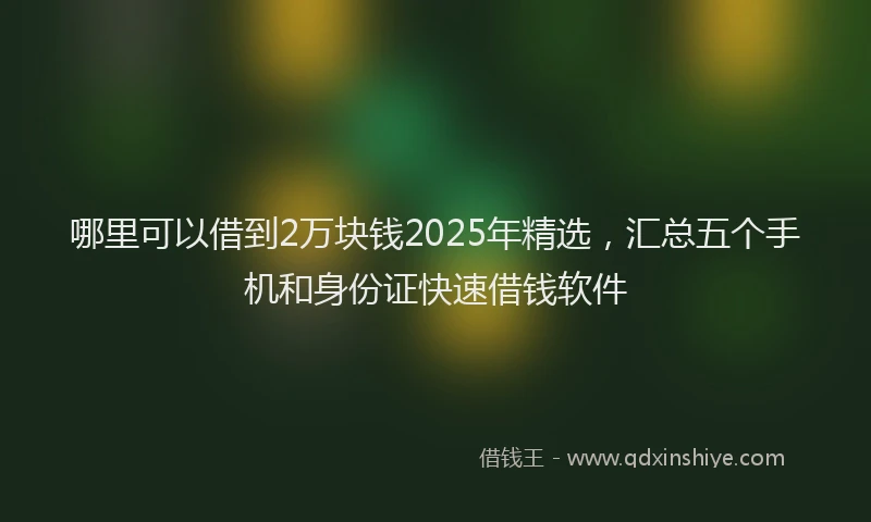 哪里可以借到2万块钱2025年精选，汇总五个手机和身份证快速借钱软件