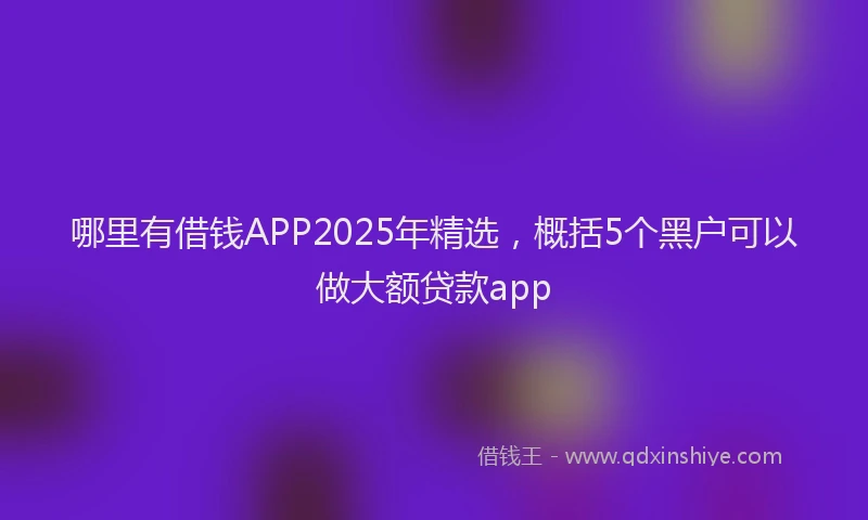哪里有借钱APP2025年精选，概括5个黑户可以做大额贷款app