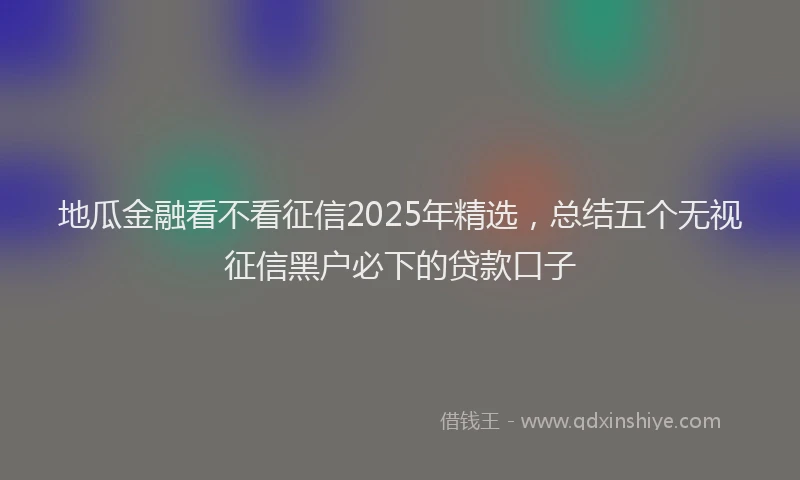 地瓜金融看不看征信2025年精选，总结五个无视征信黑户必下的贷款口子