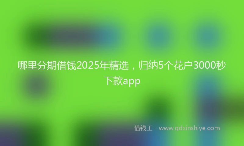 哪里分期借钱2025年精选，归纳5个花户3000秒下款app
