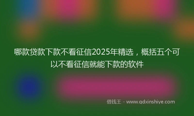 哪款贷款下款不看征信2025年精选，概括五个可以不看征信就能下款的软件