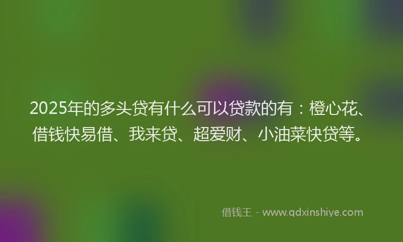 2025年的多头贷有什么可以贷款的有：橙心花、借钱快易借、我来贷、超爱财、小油菜快贷等。