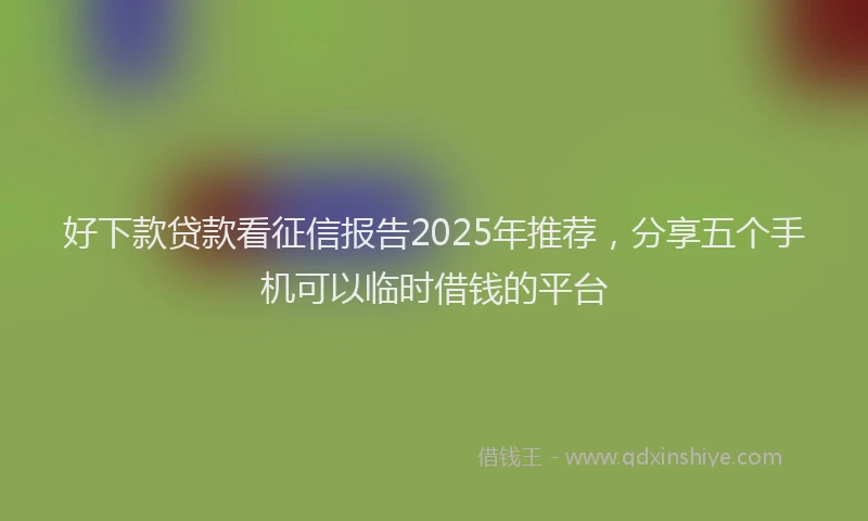 好下款贷款看征信报告2025年推荐，分享五个手机可以临时借钱的平台