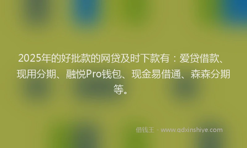 2025年的好批款的网贷及时下款有：爱贷借款、现用分期、融悦Pro钱包、现金易借通、森森分期等。