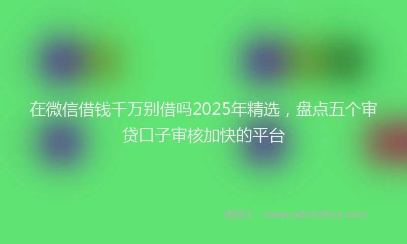 在微信借钱千万别借吗2025年精选，盘点五个审贷口子审核加快的平台
