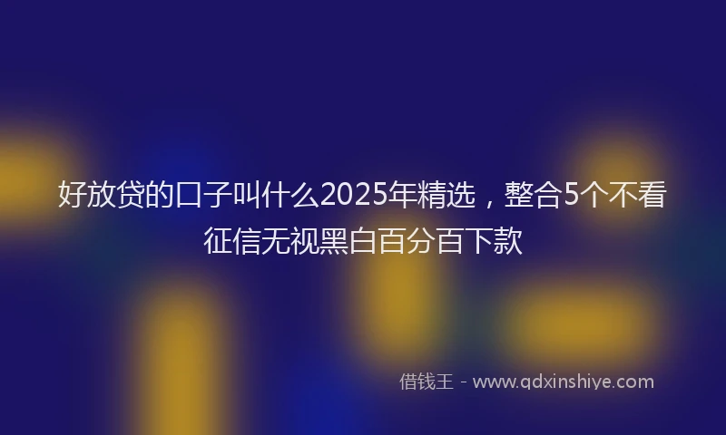 好放贷的口子叫什么2025年精选，整合5个不看征信无视黑白百分百下款