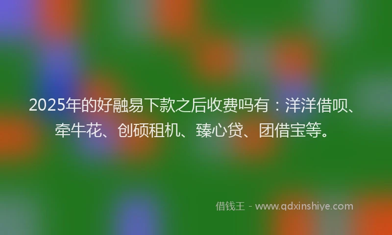 2025年的好融易下款之后收费吗有：洋洋借呗、牵牛花、创硕租机、臻心贷、团借宝等。