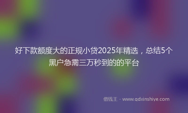 好下款额度大的正规小贷2025年精选，总结5个黑户急需三万秒到的的平台