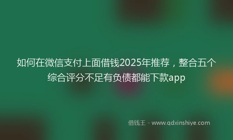 如何在微信支付上面借钱2025年推荐，整合五个综合评分不足有负债都能下款app