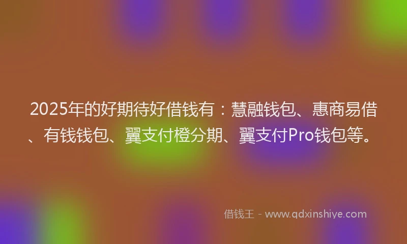 2025年的好期待好借钱有：慧融钱包、惠商易借、有钱钱包、翼支付橙分期、翼支付Pro钱包等。