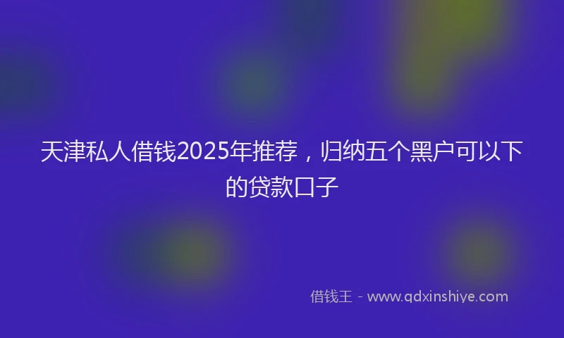 天津私人借钱2025年推荐，归纳五个黑户可以下的贷款口子