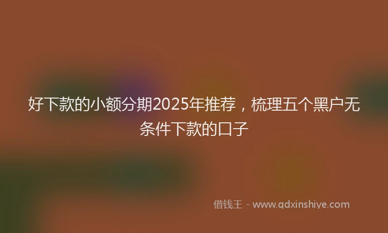 好下款的小额分期2025年推荐，梳理五个黑户无条件下款的口子