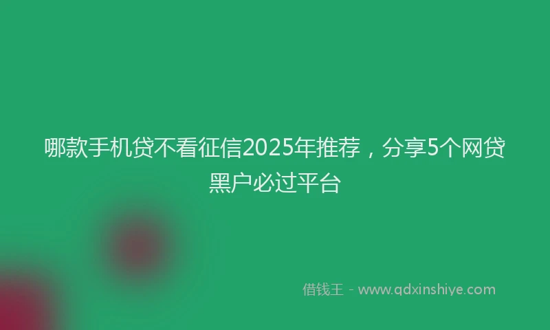 哪款手机贷不看征信2025年推荐，分享5个网贷黑户必过平台
