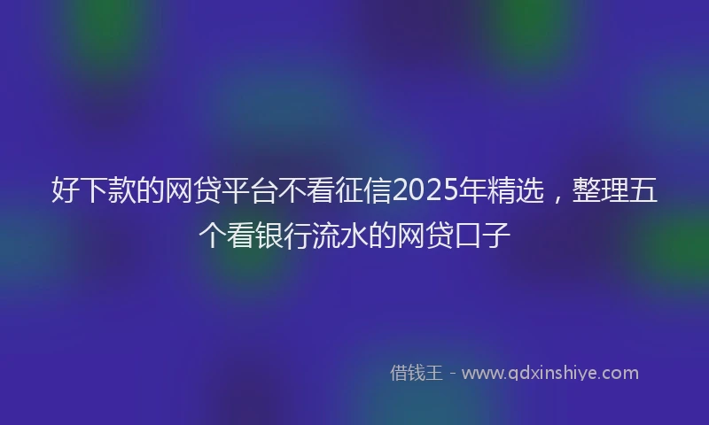 好下款的网贷平台不看征信2025年精选，整理五个看银行流水的网贷口子