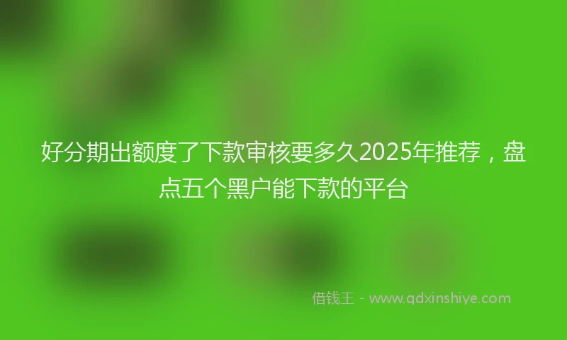 好分期出额度了下款审核要多久2025年推荐，盘点五个黑户能下款的平台