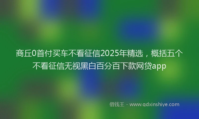 商丘0首付买车不看征信2025年精选，概括五个不看征信无视黑白百分百下款网贷app