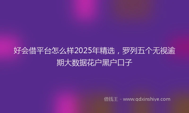 好会借平台怎么样2025年精选，罗列五个无视逾期大数据花户黑户口子