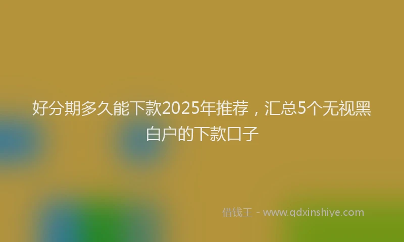 好分期多久能下款2025年推荐，汇总5个无视黑白户的下款口子