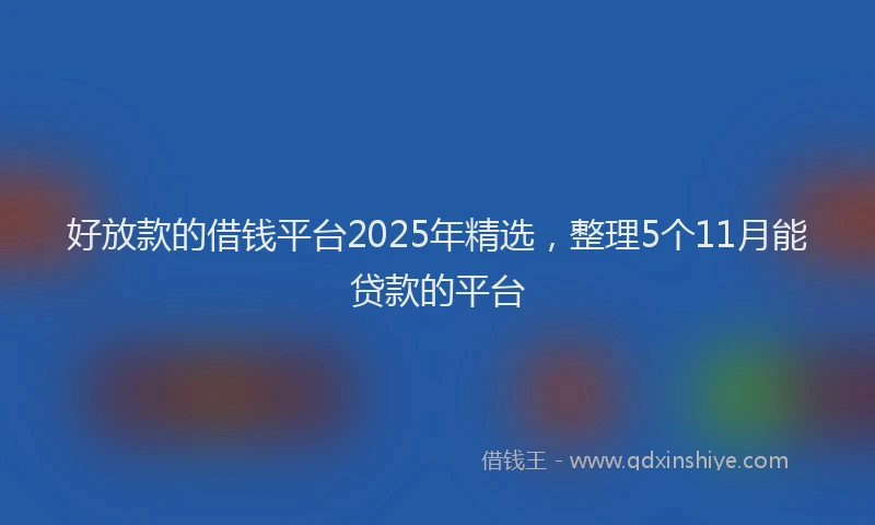 好放款的借钱平台2025年精选，整理5个11月能贷款的平台