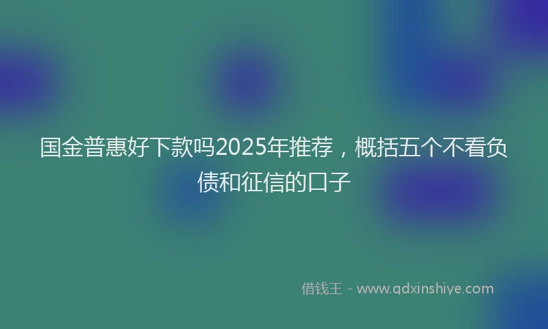 国金普惠好下款吗2025年推荐，概括五个不看负债和征信的口子