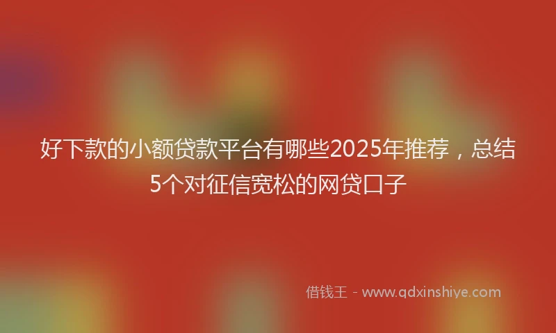 好下款的小额贷款平台有哪些2025年推荐，总结5个对征信宽松的网贷口子