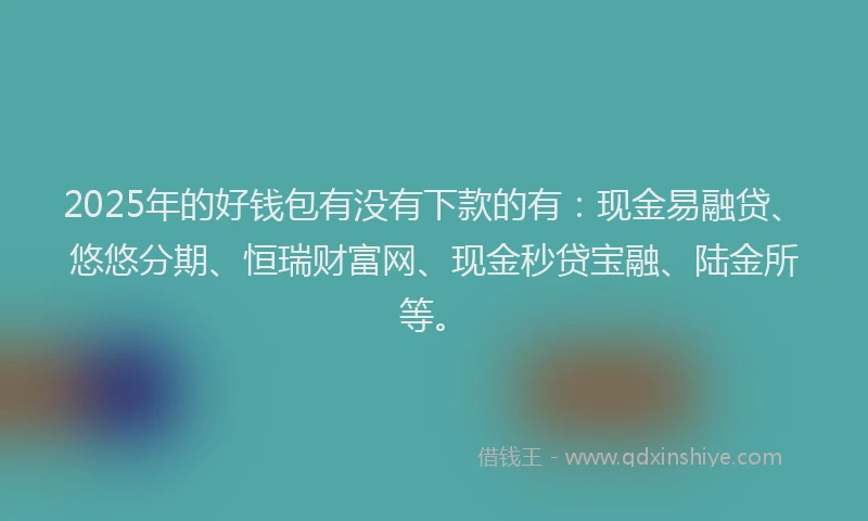 2025年的好钱包有没有下款的有：现金易融贷、悠悠分期、恒瑞财富网、现金秒贷宝融、陆金所等。