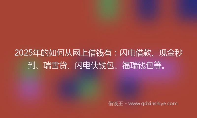 2025年的如何从网上借钱有：闪电借款、现金秒到、瑞雪贷、闪电侠钱包、福瑞钱包等。