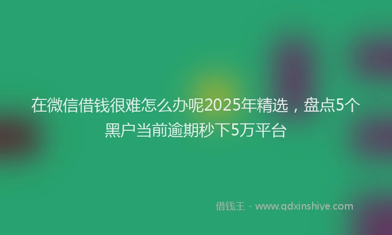 在微信借钱很难怎么办呢2025年精选，盘点5个黑户当前逾期秒下5万平台