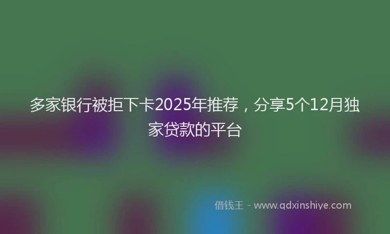 多家银行被拒下卡2025年推荐，分享5个12月独家贷款的平台