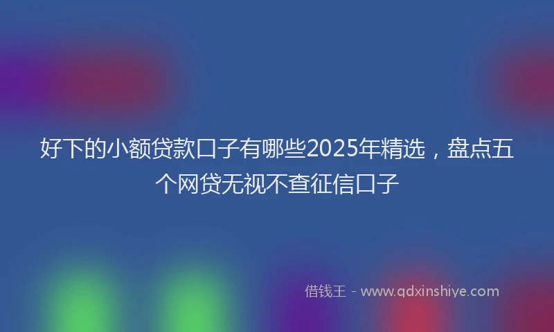 好下的小额贷款口子有哪些2025年精选，盘点五个网贷无视不查征信口子