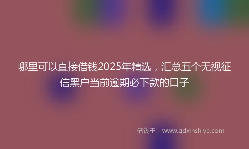 哪里可以直接借钱2025年精选，汇总五个无视征信黑户当前逾期必下款的口子