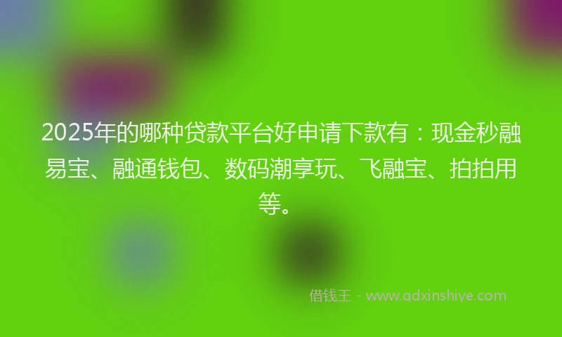 2025年的哪种贷款平台好申请下款有：现金秒融易宝、融通钱包、数码潮享玩、飞融宝、拍拍用等。
