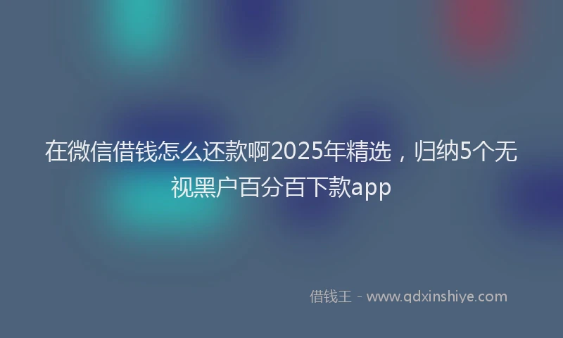 在微信借钱怎么还款啊2025年精选，归纳5个无视黑户百分百下款app
