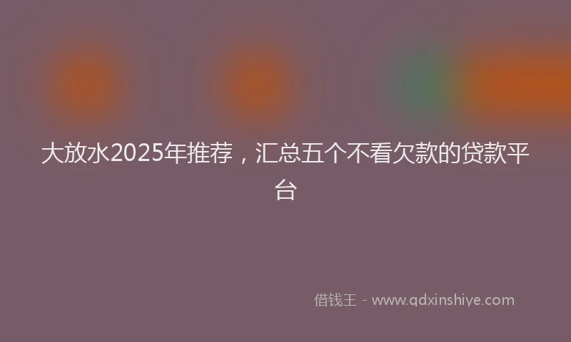 大放水2025年推荐，汇总五个不看欠款的贷款平台
