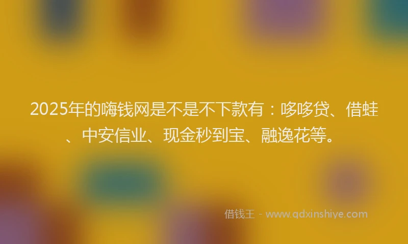 2025年的嗨钱网是不是不下款有：哆哆贷、借蛙、中安信业、现金秒到宝、融逸花等。