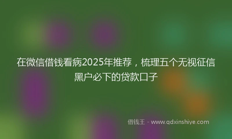 在微信借钱看病2025年推荐，梳理五个无视征信黑户必下的贷款口子