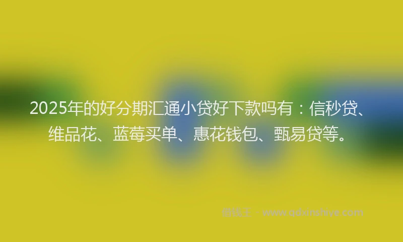 2025年的好分期汇通小贷好下款吗有：信秒贷、维品花、蓝莓买单、惠花钱包、甄易贷等。