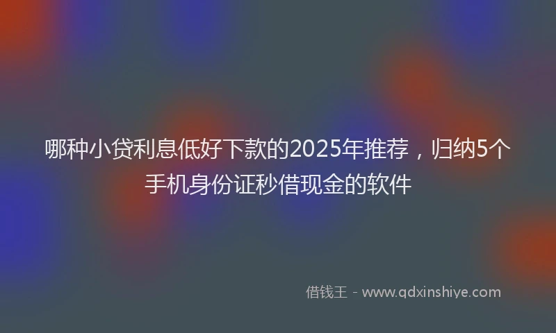 哪种小贷利息低好下款的2025年推荐，归纳5个手机身份证秒借现金的软件
