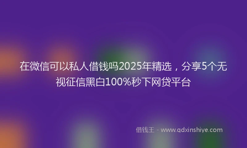 在微信可以私人借钱吗2025年精选，分享5个无视征信黑白100%秒下网贷平台