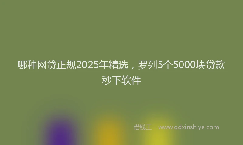 哪种网贷正规2025年精选，罗列5个5000块贷款秒下软件