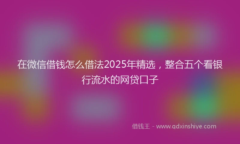 在微信借钱怎么借法2025年精选，整合五个看银行流水的网贷口子