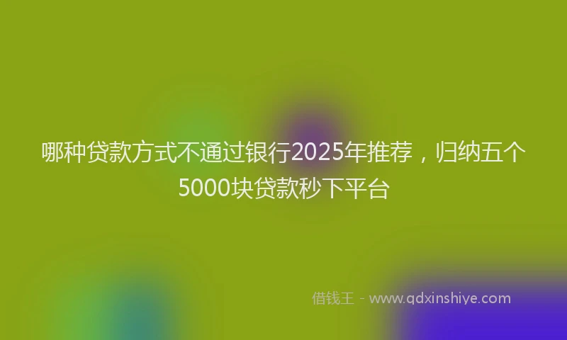 哪种贷款方式不通过银行2025年推荐，归纳五个5000块贷款秒下平台