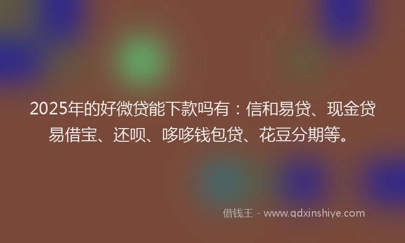 2025年的好微贷能下款吗有：信和易贷、现金贷易借宝、还呗、哆哆钱包贷、花豆分期等。