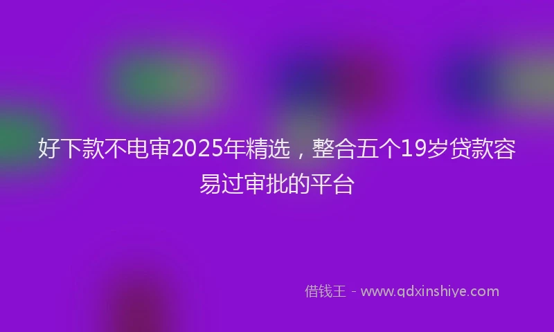 好下款不电审2025年精选，整合五个19岁贷款容易过审批的平台
