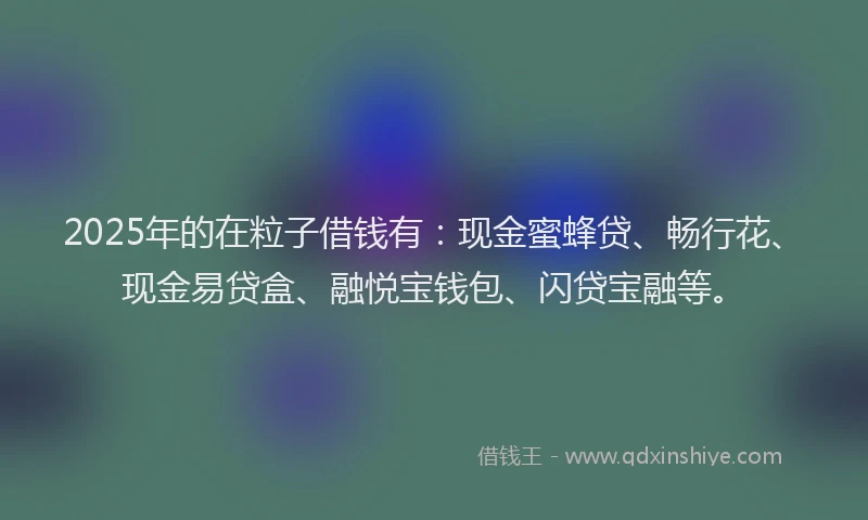 2025年的在粒子借钱有：现金蜜蜂贷、畅行花、现金易贷盒、融悦宝钱包、闪贷宝融等。